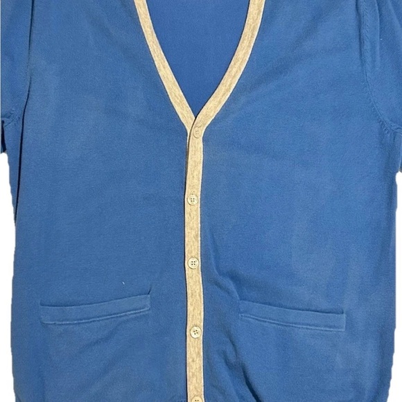 Burton Blue Cardigan Sweater with Gray Hem Men's Medium Button Up Y2K - Picture 2 of 7